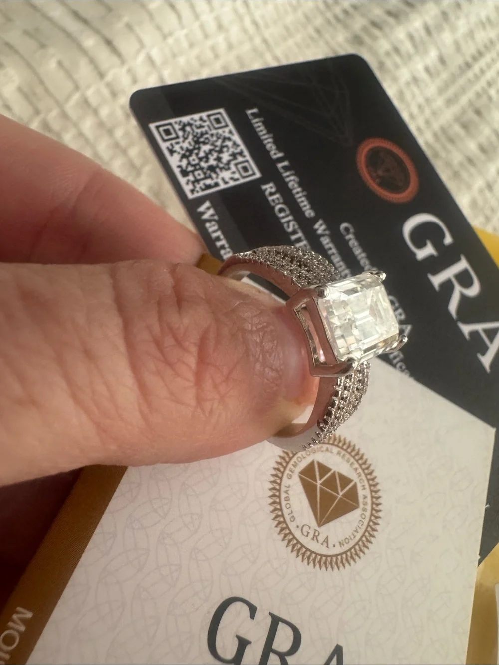 4ct Emerald Cut Moissanite Ring - Size 9